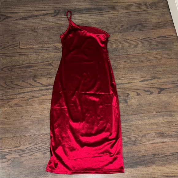 ROMWE One Shoulder Burgundy Dress - Picture 15 of 15